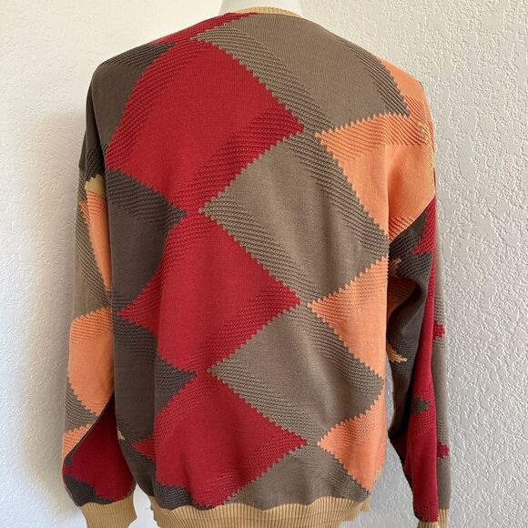 Vintage Tundra 80s Sweater V-Neck 100% Cotton Coogie Dad Grandpa Sweater Size M - Picture 3 of 9